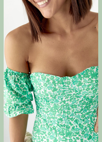 Зеленое платье-бюстье с цветочным принтом Lurex