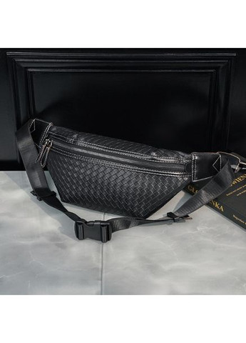 Мужская сумка бананка плетеная черная экокожа с молнией ProDobro (363221096)