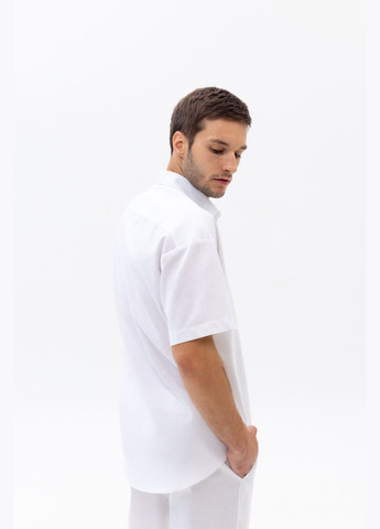 Білий літній льняний кежуал костюм з лого ск з сорочкою, брючний Vakko