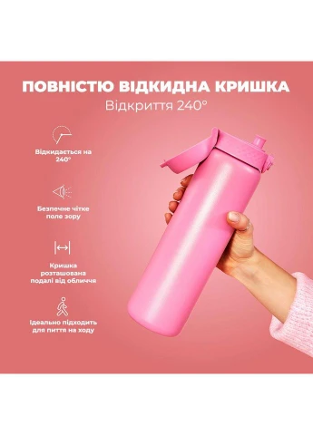 Пляшка для води металева вакуумна 920 мл. Vacuum Insulated, Rose Bloom ION8 (397596240)
