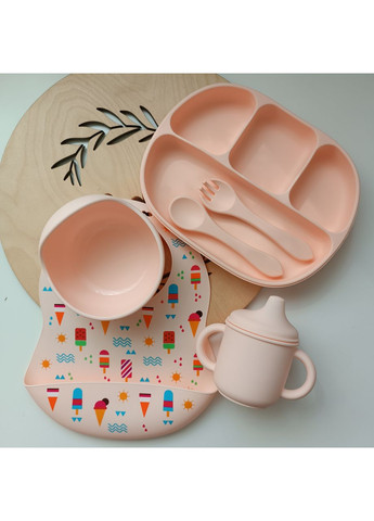 Набір посуду для малюка Персик 7 шт Посуд для першого прикорму малюка Екологічний набір посуду для малюка (0117) No Brand (368999986)