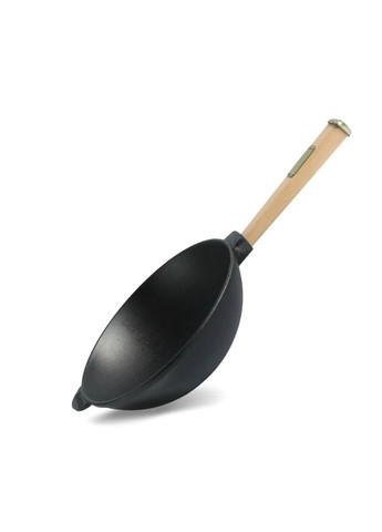 Сковорода чугунная WOK с деревянной ручкой 2,8 л 260х80 мм (m451425) Brizoll чавунна WOK з дерев'яною ручкою 2,8 л 260х80 мм (366563047)