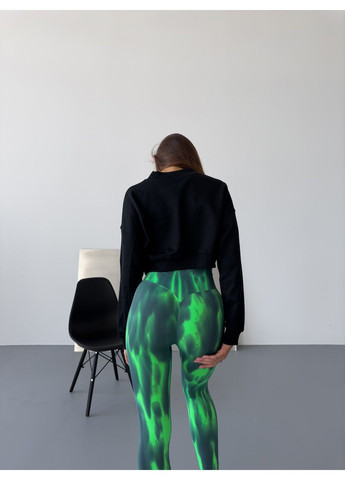 Зеленые лосины с пуш ап спортивные женские для фитнеса, бесшовные леггинсы с v-образным поясом и огненным градиентом, burn, (зеленый) FITCRUSH