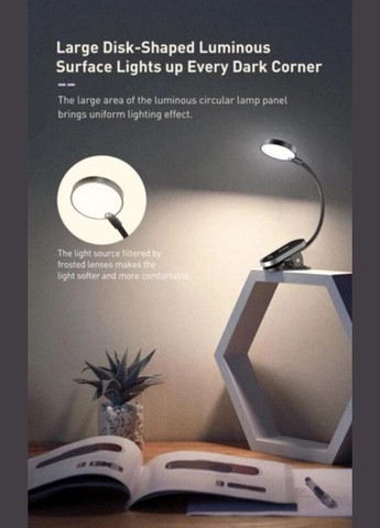 Настольная лампа Clip LED для чтения для спальни гибкая сенсорная лампа USB-аккумуляторный светильник Baseus dgrad-0g (282842309)