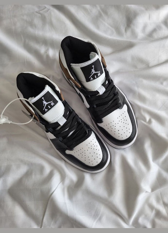 Кросівки зимові жіночі і чоловічі Nike Air Jordan 1 winter black white brown | Найк Аір Джордан 1 чорно-білі коричневі з хутром No Brand чорно-білі зими (308072639)