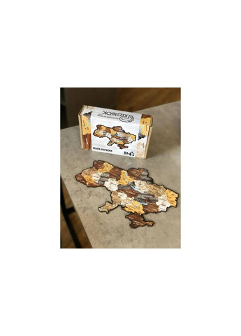 Фігурний дерев'яний пазл Карта України A3 в картонній упаковці 122 деталі 01210 PuzzleOK (329897711)