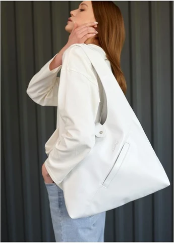 Жіноча сумка Хобо зі знімним гаманцем Біла (751040835) Sambag (360965762)