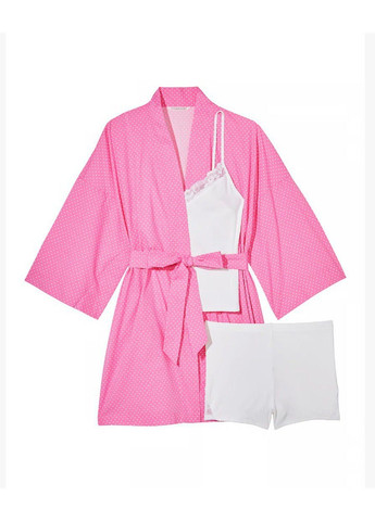 Розовая всесезон пижамный комплект 3-в-1 3-piece cotton pajama set pink Victoria's Secret