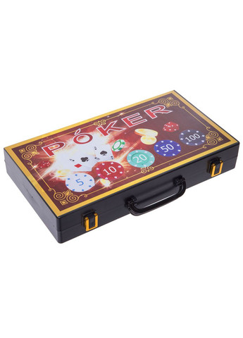 Набор для покера в пластиковом кейсе SP-300S-E (300 фишек, с номиналом, 2 кол.карт, р-р 35,5x19x5,5см, 5куб) SP-Sport (361438621)