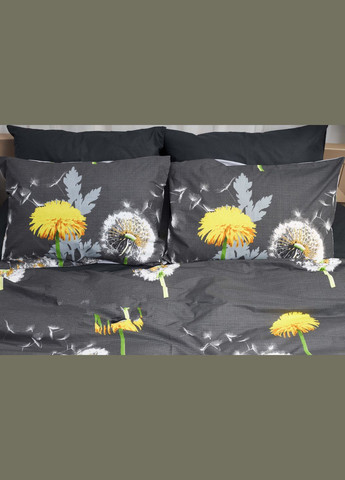 Комплект постільної білизни сімейний 143х210х2 наволочки 4х70х70 Бязь Gold Люкс (MS-820000934) Moon&Star Dandelion Black (285717581)