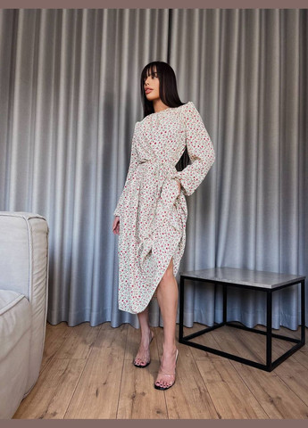 Молочна святковий жіноча сукня FINO Mode з квітковим принтом