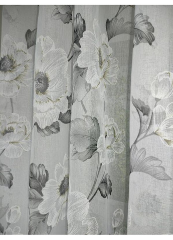 Кухня тюль "Квіти Сірі" 400х170 No Brand (353830143)