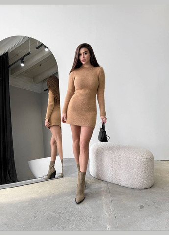 Бежевое женское базовое платье мини цвет кемел р.42/46 451095 New Trend