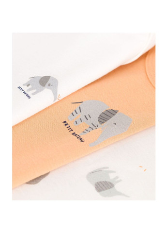 Набір бавовняних боді з довгими рукавами зі слоником 3 шт Petit Bateau (324750441)