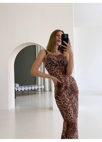 Жіноча пляжна леопардова туніка міді облягаюча / Жіночий леопардовий прозорий сарафан-туніка / Жіноча леопардова туніка No Brand (369369749)