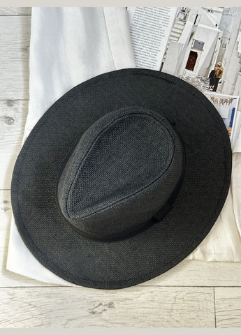 Соломенная шляпа Федора Черная One size 56-58р (845-0) No Brand (335092507)