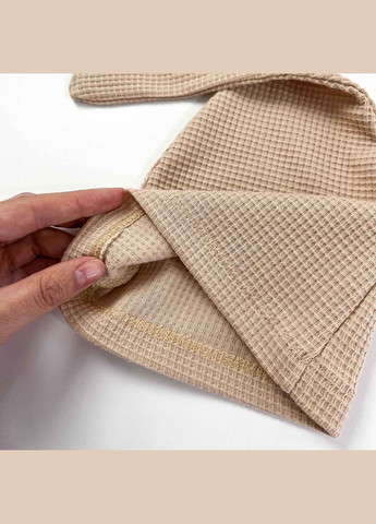 Бежевий однотонний сет з вафельної тканини з трьох предметів simple Tunes