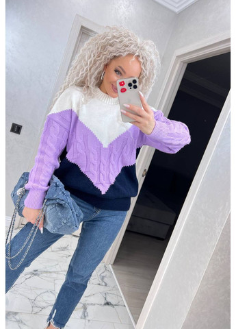 Сиреневый демисезонный женский вязаный свитер джемпер No Brand