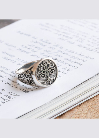 Кольцо серебряное мужская печать Дерево Жизнь с объемным рисунком Каштан (342335285)