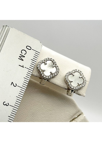 Серьги серебряные с перламутром "Клевер" 3,55 г No Brand (369737473)