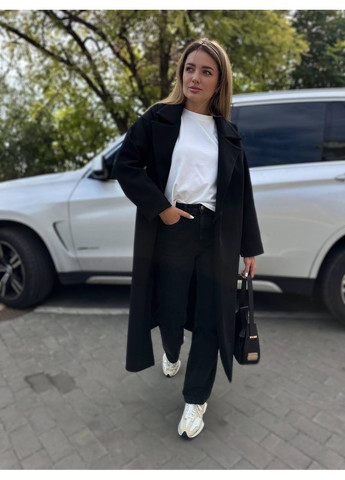 Чорне Пальто жіноче утеплене кашемір No Brand