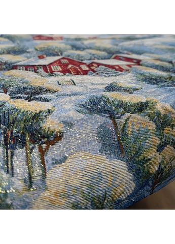 Гобеленова скатертина кругла з золотистою ниткою новорічна святкова скатертина Зима 260 Maystat (369505117)