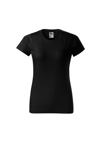Чорна всесезон футболка жіноча бавовняна однотонна чорна 134-01 з коротким рукавом Malfini Basic