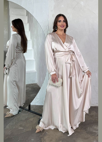 Бежева святковий, вечірня бежева сукня з шовку Jadone Fashion однотонна