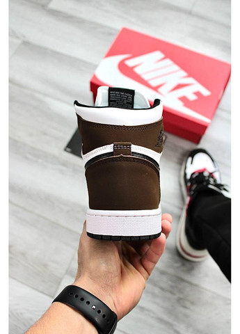 КРОССОВКИ ЖЕНСКИЕ NIKE AIR JORDAN 1 RETRO HIGH BROWN НАЙК АИР ДЖОРДАН No Brand белые демисезоны (369389738)