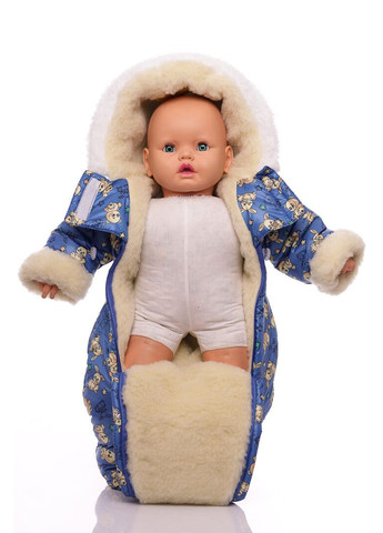 Чоловічок на хутрі для хлопчика з принтом Зайчиків синій 74 см (51411) BABYKROHA (315340863)