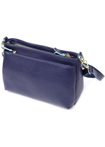 Сумка крос-боді через плече жіноча з натуральної шкіри середня Синій 38279 Vintage (355245163)