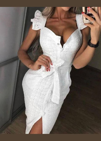 Белое повседневный платье женское Гермес однотонное