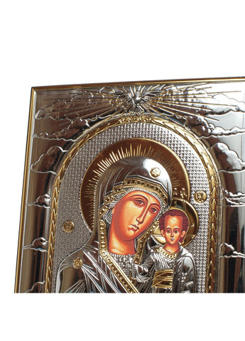 Казанська Ікона Божої Матері 11,3х13см прямокутної форми на дереві без рамки Silver Axion (265446175)
