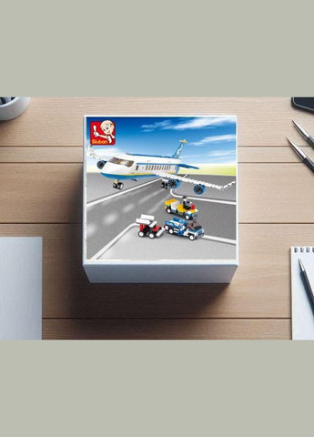 Конструктор пасажирський літак на 463 деталі з 7 фігуроками і 2 машинки синій (217) Sluban (332181746)