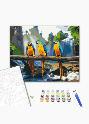 Картина за номерами Птахи Тропічні ара Папуги Картини в цифрах розмальовка 40х50см BS25500 Brushme (308988999)