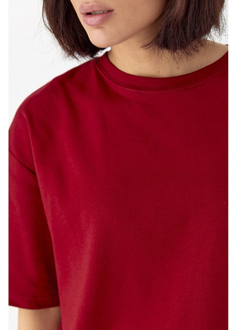 Однотонная базовая футболка - бордо цвет Lurex - (324392671)