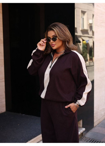 Костюм стильний вельветовий світшот з блискавкою та штани вільного крою Україна (362390059)