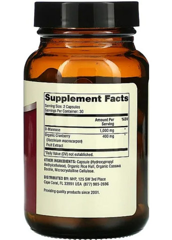 D-Манноза екстракт журавлини підтримка нирок D-Mannose and Cranberry 60 капс Dr. Mercola (359473813)