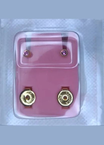 Сережки-гвоздики пусети міні завальцьовані золото, камінь турмалін троянда, 2 мм., M210Y STUDEX (299384990)