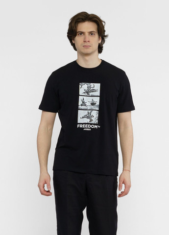 Чорна футболка чоловіча freedom чорна з коротким рукавом Arber T-SHIRT FF19