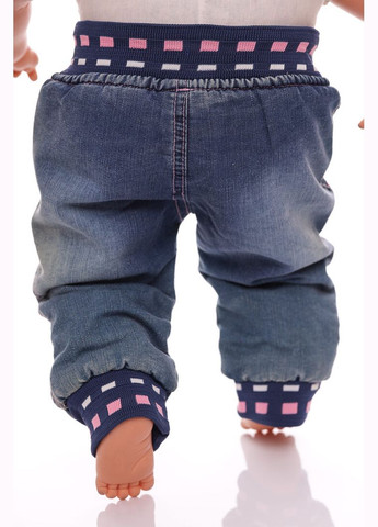 Синие зимние джоггеры джинсы на махре для девочки с мышкой светло-синие 68 см (51087) BABYKROHA