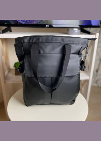 Сумка рюкзак в черном цвете вместительная матовая экокожа No Brand (294057620)