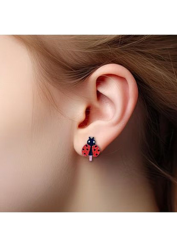 Дитячі сережки кліпси Божа корівка (принт k_014) CASE CONTROL (360709512)