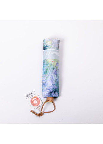 Комбинированный зонтик механический складной 99 см с цветочным принтом, голубой Yiwu (362452630)