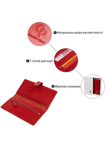Жіноче портмоне з монетницею на кнопці червона шкіра червона (sku_11516) No Brand (328218586)