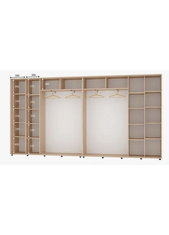 Шкаф-купе четырехдверный Алекса 410*40*200 см Дуб молочный 2 Зеркала с пескоструйным рисунком/2 Зеркала Алекса (395262236)