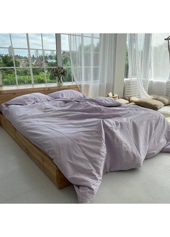 Постільна білизна з резинкою Лаванда страйп сатин PREMIUM Двухспальний розмір, наволочки 50/70 No Brand (363190624)