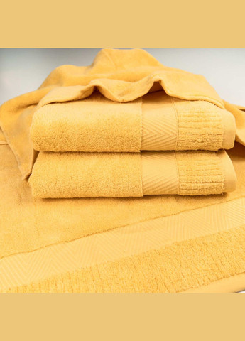GM Textile набор махровых полотенец зеро твист бордюр 3шт 50x90см, 50x90см, 70x140см 550г/м2 () желтый производство -