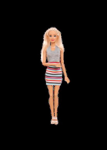 Кукла в повседневной одежде, шарнирная (8406), серое платье в полоску Defa (293484364)