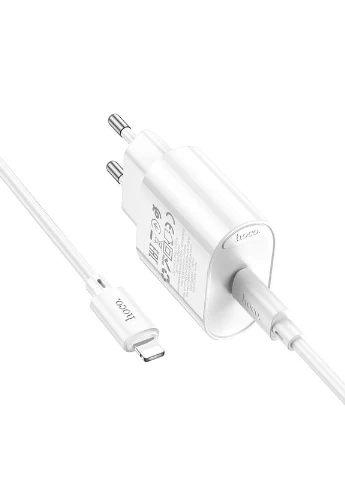 Мережевий зарядний пристрій з кабелем C109A(PD20W) Fighter single port PD20W charger set(C to iP) (6942007656665) Hoco C109A(PD20W) (362219506)